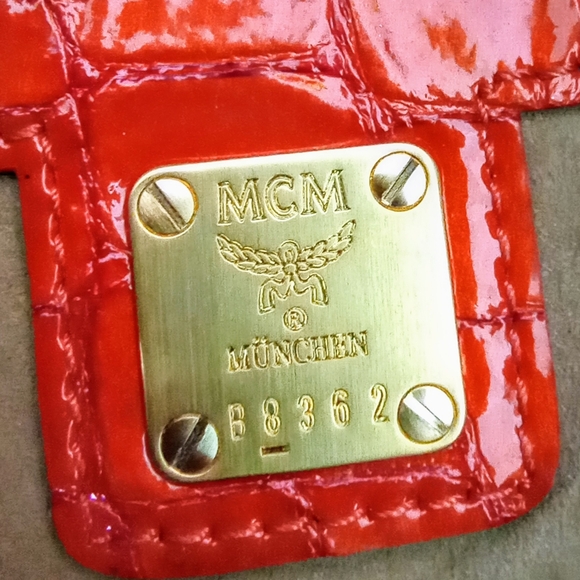 MCM Croco Embossed Top Handle Boston Bag - Picture 14 of 16